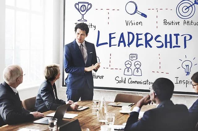 Image of leader present in board room